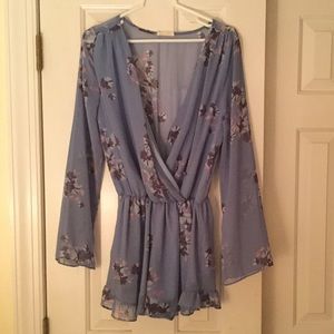 Light blue floral romper